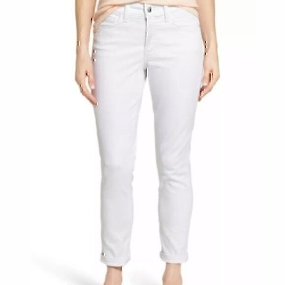 NYDJ NOT YOUR DAUGHTERS Solid White Cropped Crop Ankle Skinny Jeans 4 STAINS - Picture 1 of 11